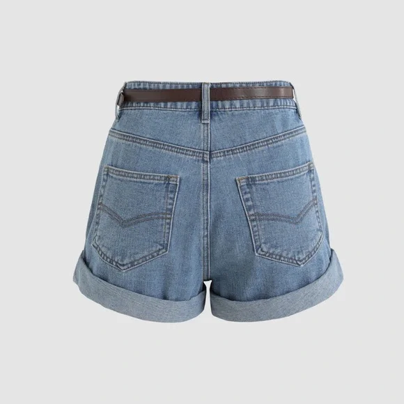 CIDER WOMENS Denim shorts with belt high waisted size M NWT - Picture 11 of 12